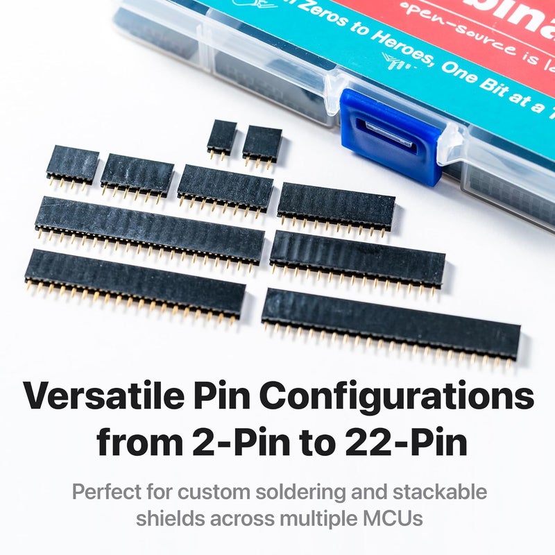 LONELY BINARY 160-Piece 2.54mm Female Pin Header Assortment Kit - Single Row Straight 22/20/19/15/10/8/6/4/3/2-Pin Headers for Arduino ESP32 Raspberry Pi STEM DIY Prototyping - Image 4